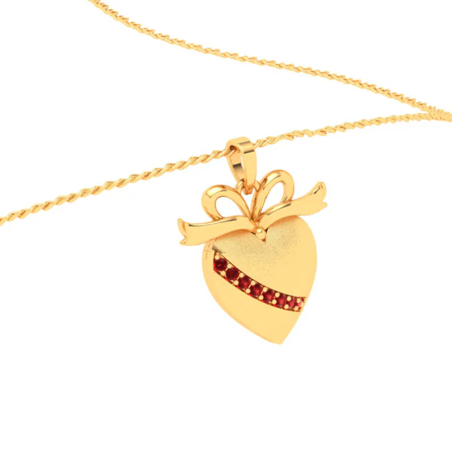 18k Heart Shape Gold Pendant With A Bow From Online Exclusive Collection - Image 7
