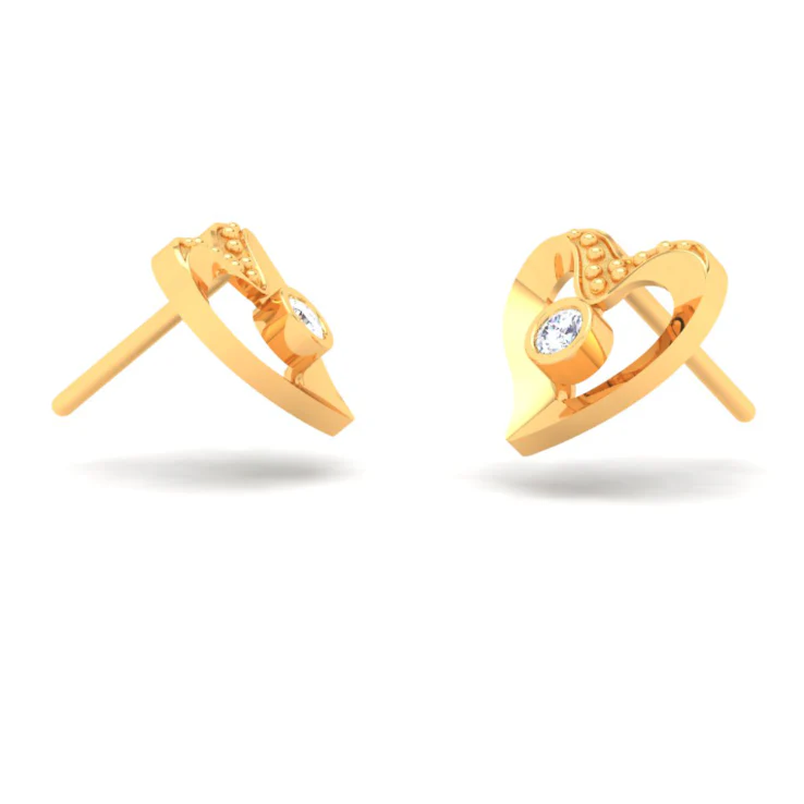 18k Heart Shaped Diamond Earrings From The Diamond Collection - Image 4