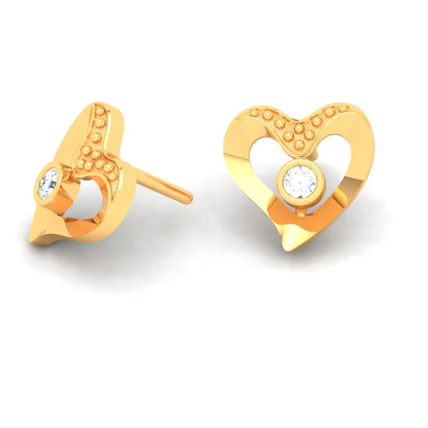 18k Heart Shaped Diamond Earrings From The Diamond Collection - Image 5