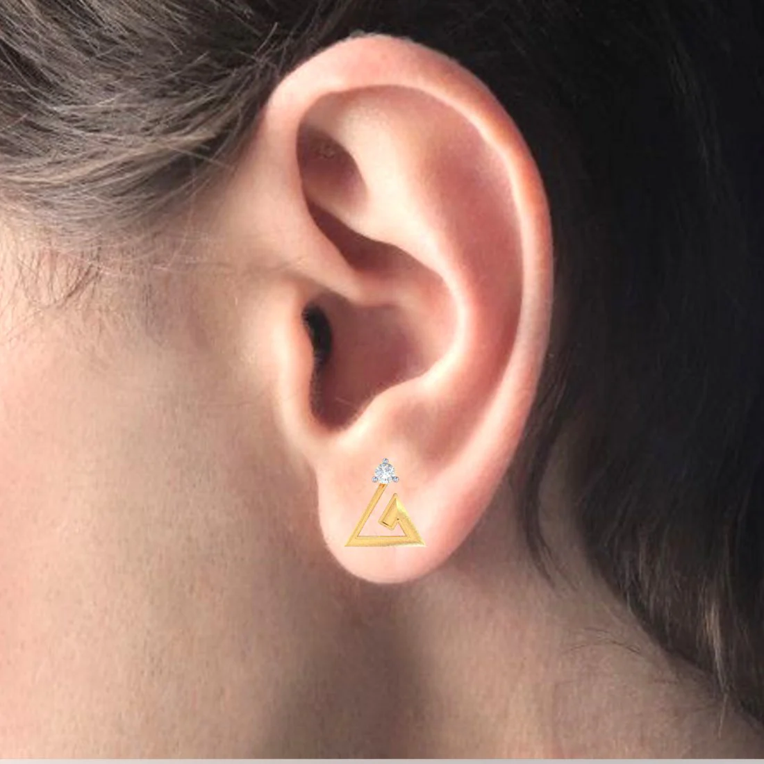 18k Intricate Design Gold With Diamond Earrings - Image 5