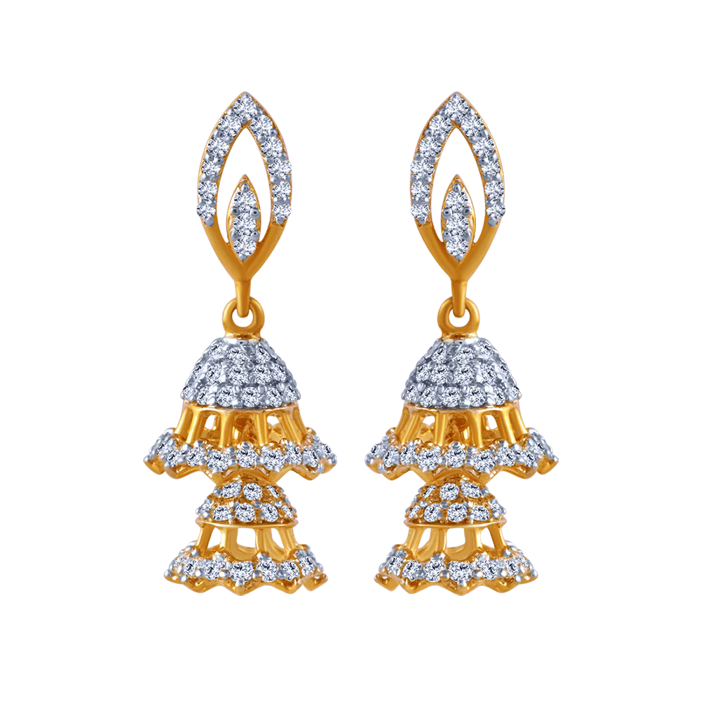 18k Intricate Diamond Jhumka