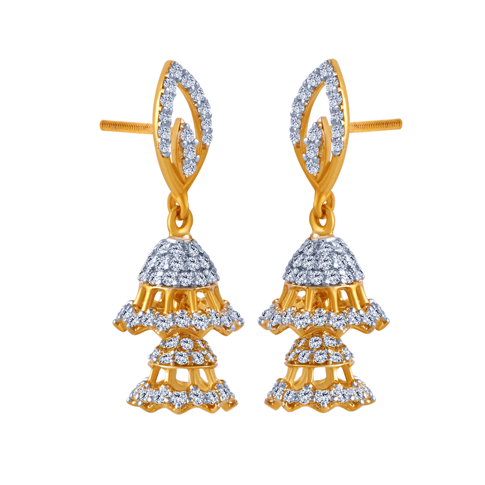 18k Intricate Diamond Jhumka - Image 3