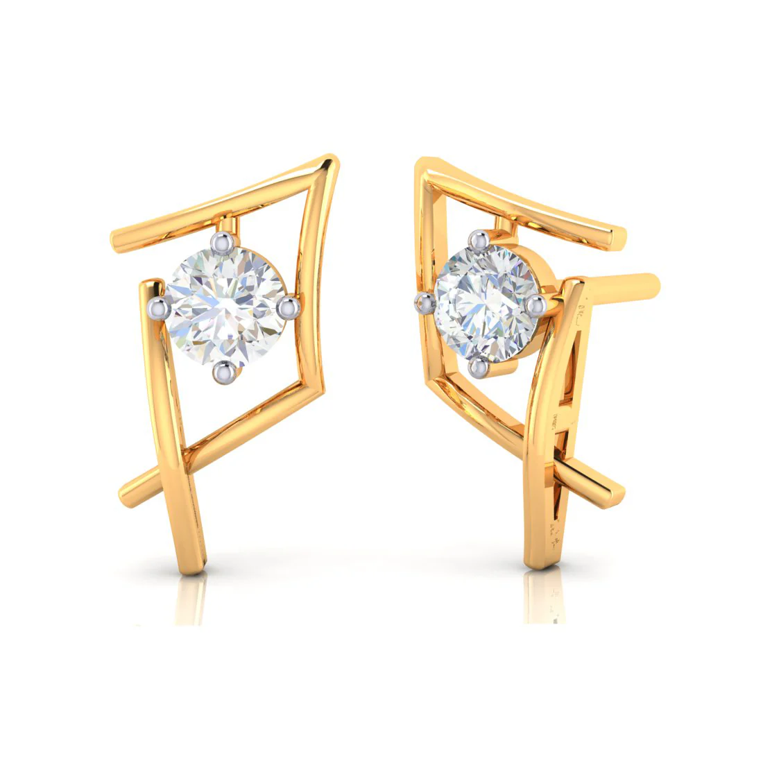 18k Kite Shape Diamond Earrings - Image 2