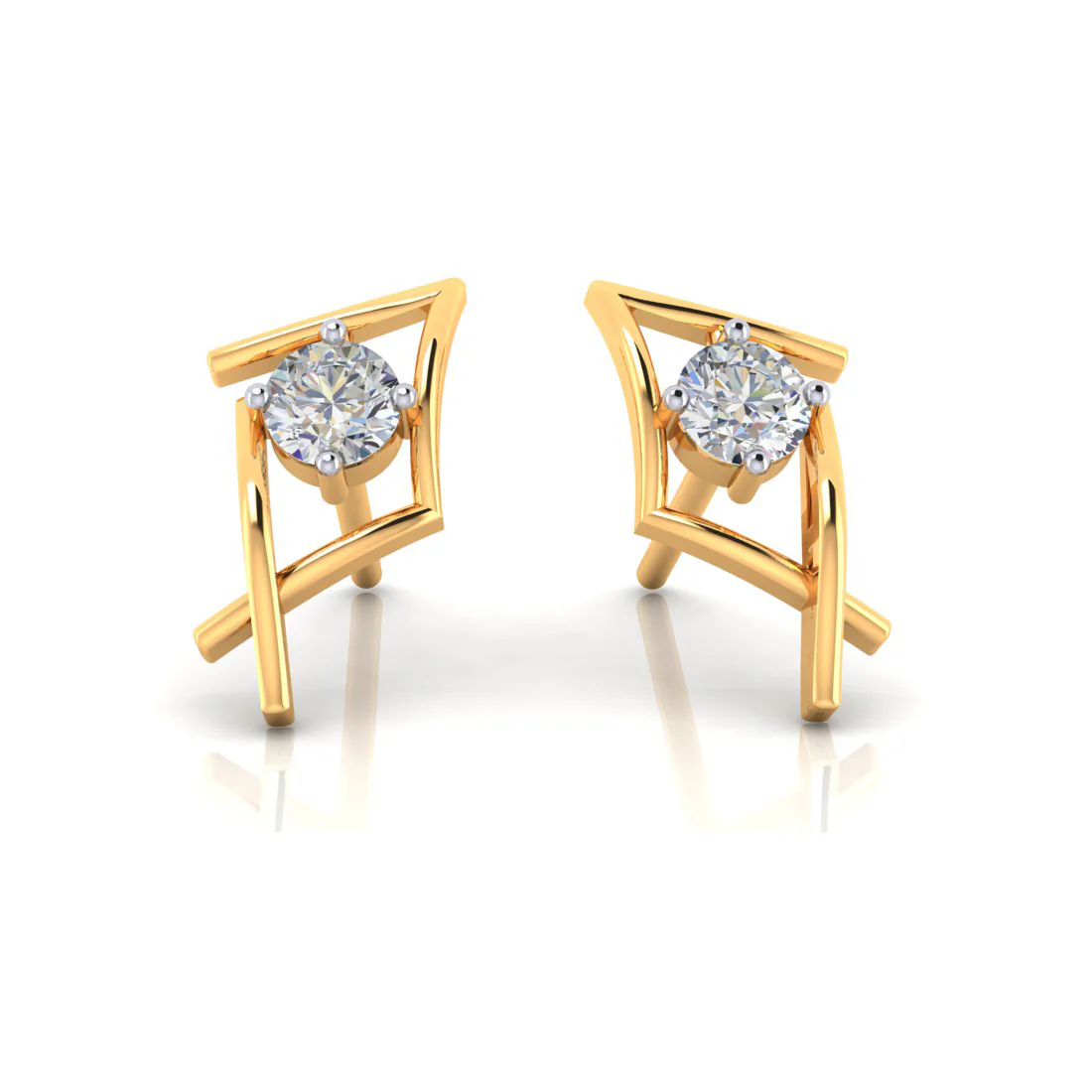 18k Kite Shape Diamond Earrings - Image 3