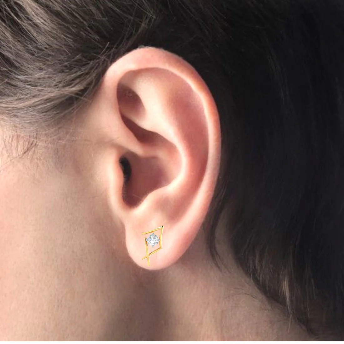 18k Kite Shape Diamond Earrings - Image 5