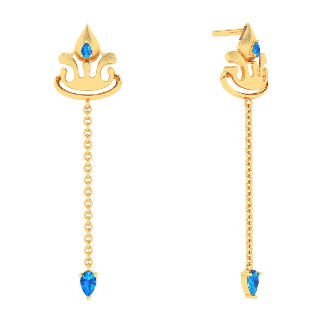 18k Latest Design Of Gold Earrings With Monsoon Charm - Image 2