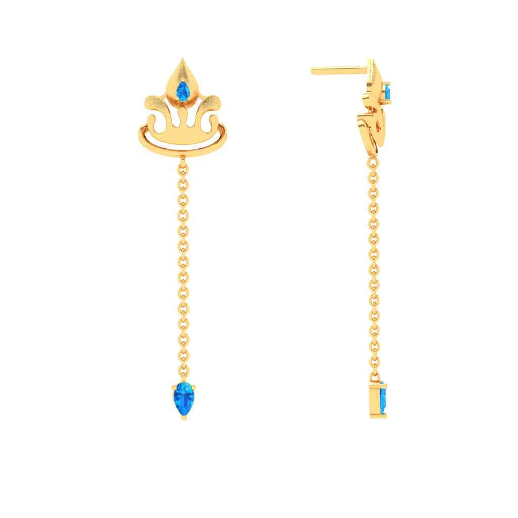 18k Latest Design Of Gold Earrings With Monsoon Charm - Image 3