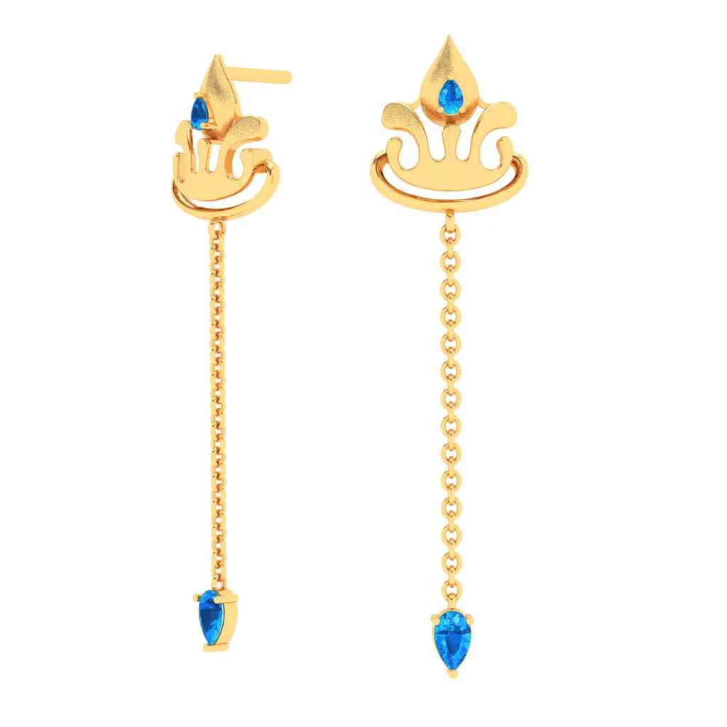 18k Latest Design Of Gold Earrings With Monsoon Charm - Image 5