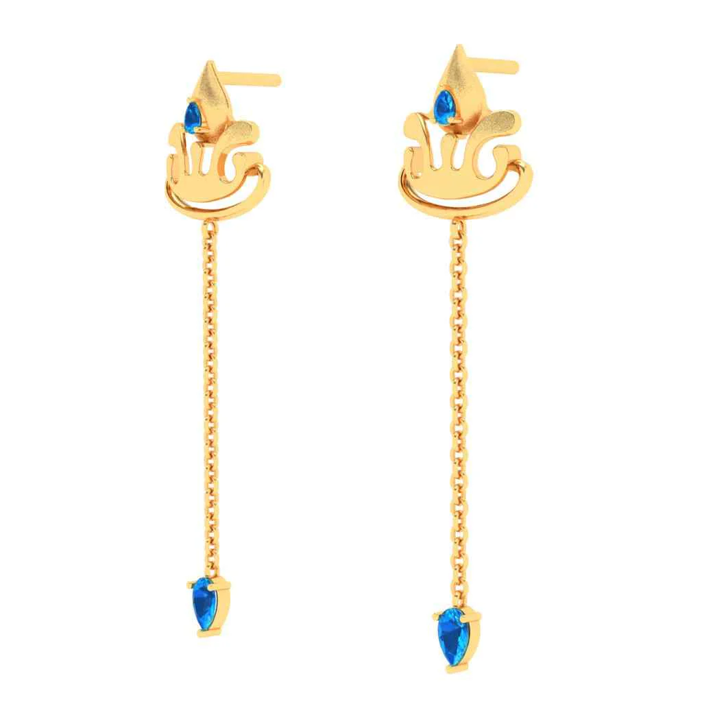18k Latest Design Of Gold Earrings With Monsoon Charm - Image 6