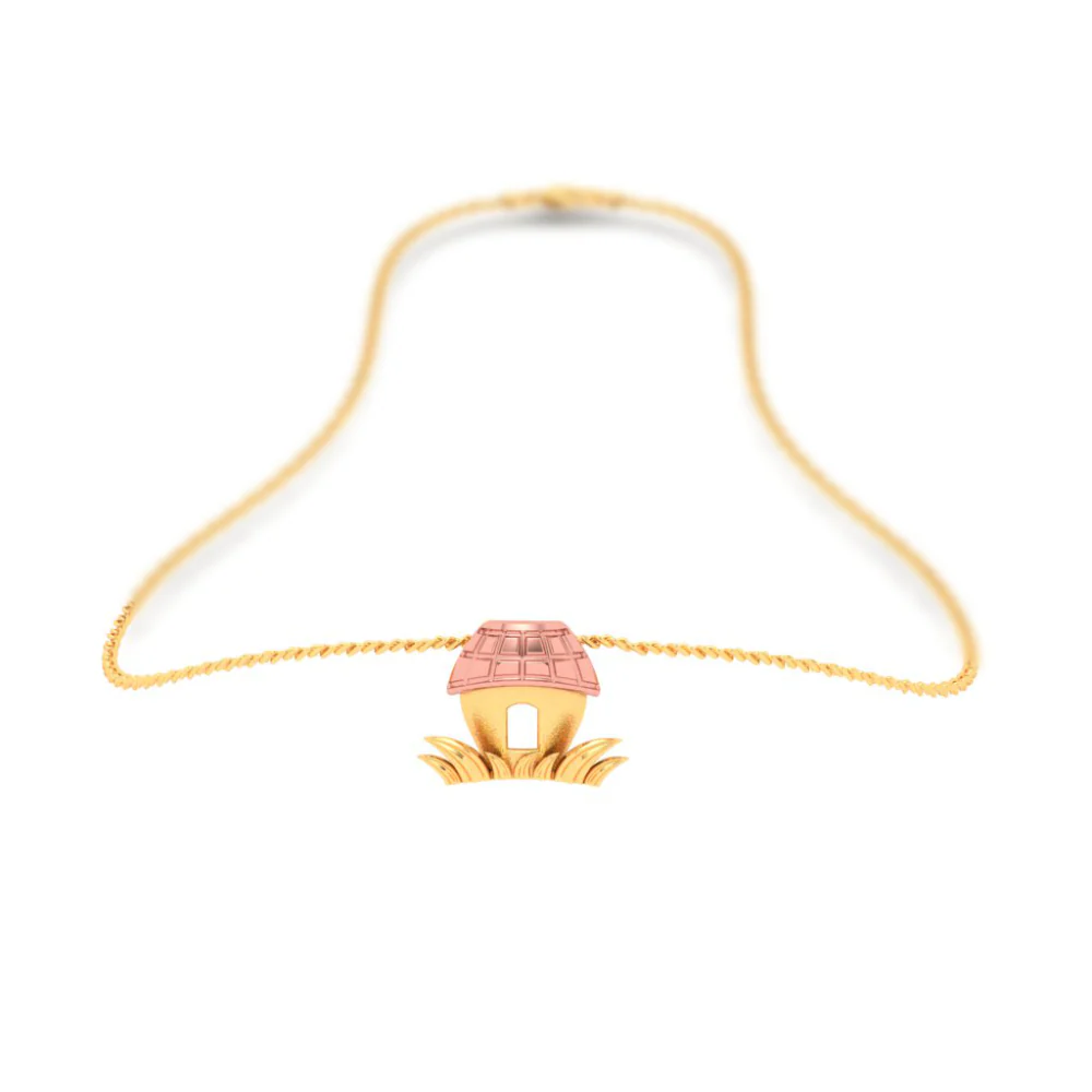 18k Little Hut On A Grass Gold Pendant With Yellow Gold Roof From Online Exclusive - Image 4