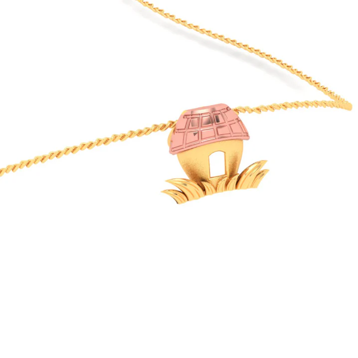 18k Little Hut On A Grass Gold Pendant With Yellow Gold Roof From Online Exclusive - Image 5