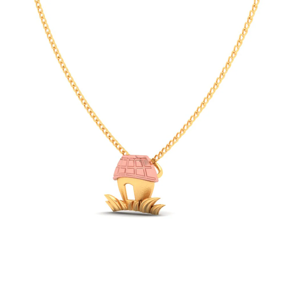 18k Little Hut On A Grass Gold Pendant With Yellow Gold Roof From Online Exclusive - Image 7