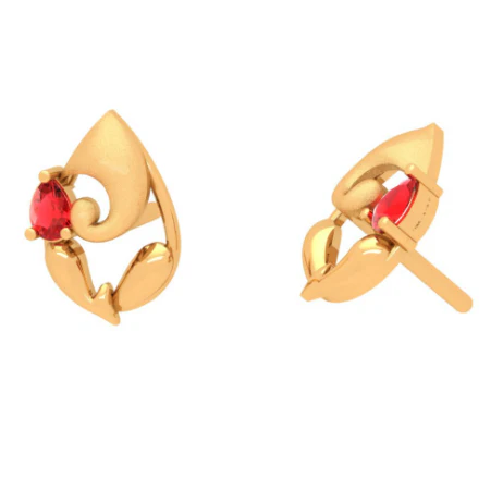 18k Lord Ganesha Gold Earrings With Bis Hallmark And Unique Red Gemstones. - Image 5