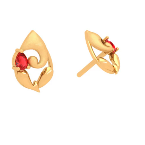 18k Lord Ganesha Gold Earrings With Bis Hallmark And Unique Red Gemstones. - Image 6