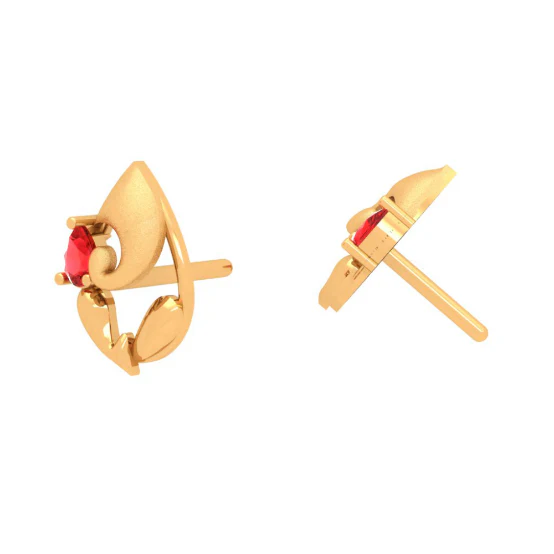 18k Lord Ganesha Gold Earrings With Bis Hallmark And Unique Red Gemstones. - Image 7