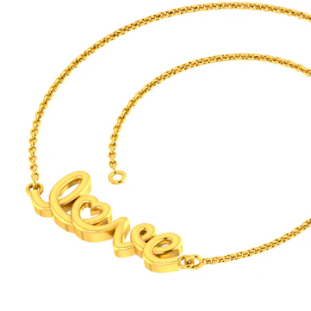 18k Minimal Gold Bracelet With Love Text For Women From Pc Chandra - Image 3