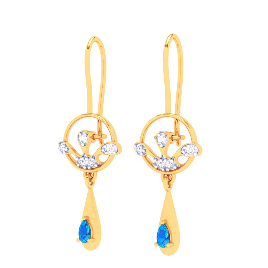 18k Monsoon Attraction Gold Diamond Earrings For Women - Image 3