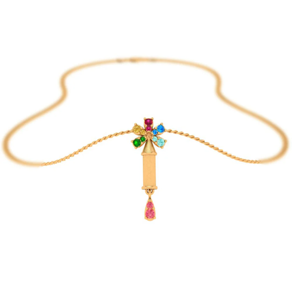18k Multi-coloured Gems Gold Pendant - Image 7