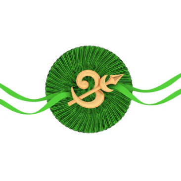 18k Om-shaped Gold Rakhi With Moon And Arrow Detail - Image 2
