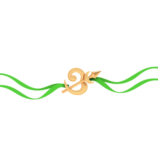 18k Om-shaped Gold Rakhi With Moon And Arrow Detail - Image 3