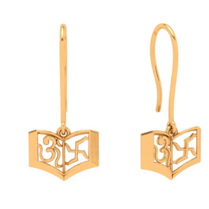 18k Om Swastik Premium Gold Earrings Design - Image 2