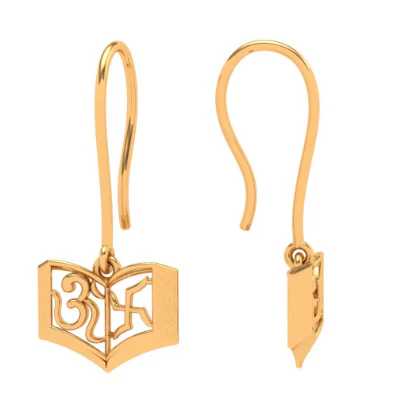 18k Om Swastik Premium Gold Earrings Design - Image 3