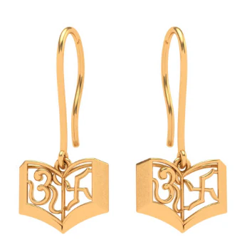 18k Om Swastik Premium Gold Earrings Design - Image 4