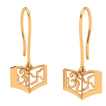 18k Om Swastik Premium Gold Earrings Design - Image 5