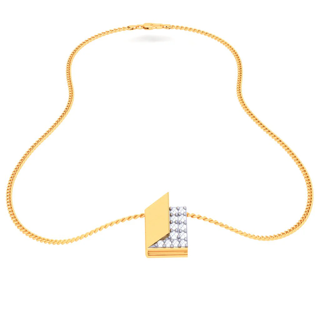 18k Open Book-shaped Gold & Diamond Pendant From P.c Chandra Jewellers - Image 5
