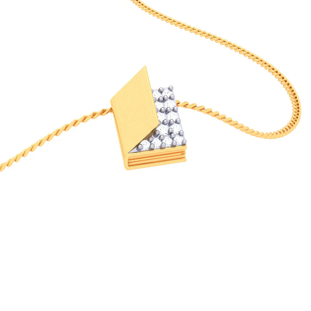 18k Open Book-shaped Gold & Diamond Pendant From P.c Chandra Jewellers - Image 6