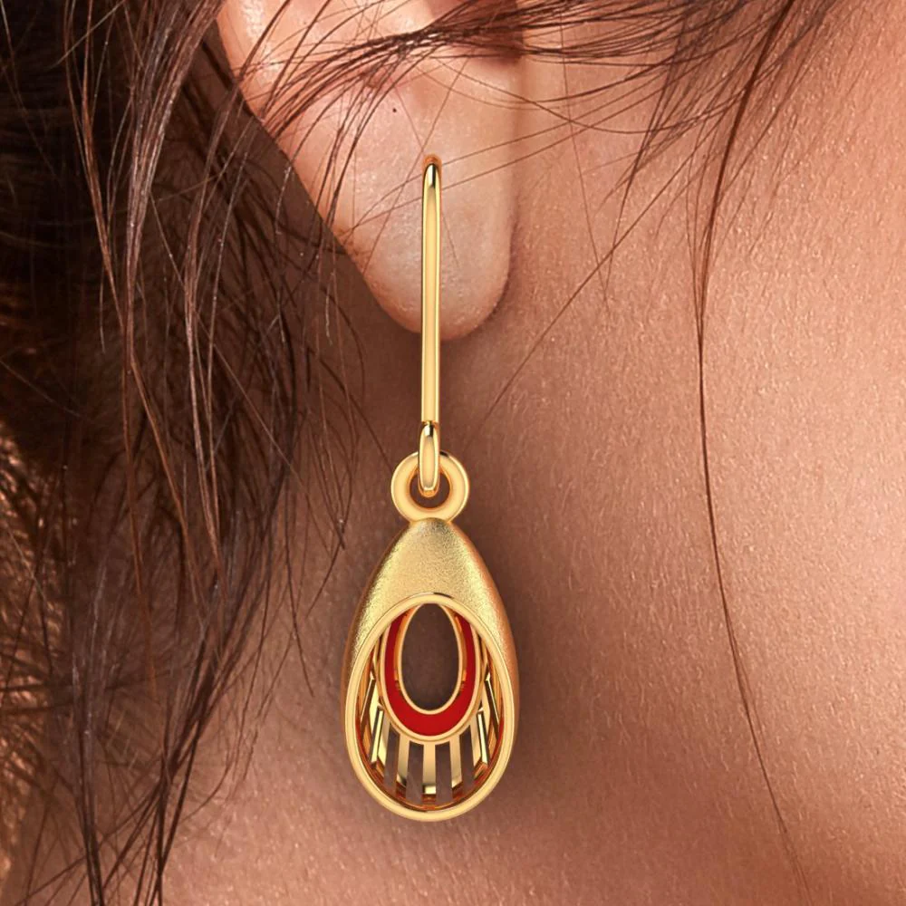 18k Oval-shaped Gold Earrings With A Distinctive Design - Image 5