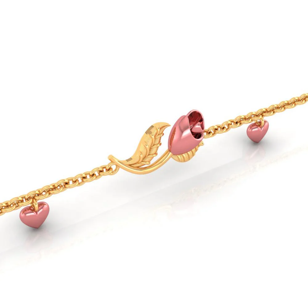 18k Pink Flower Gold Bracelet - Image 2