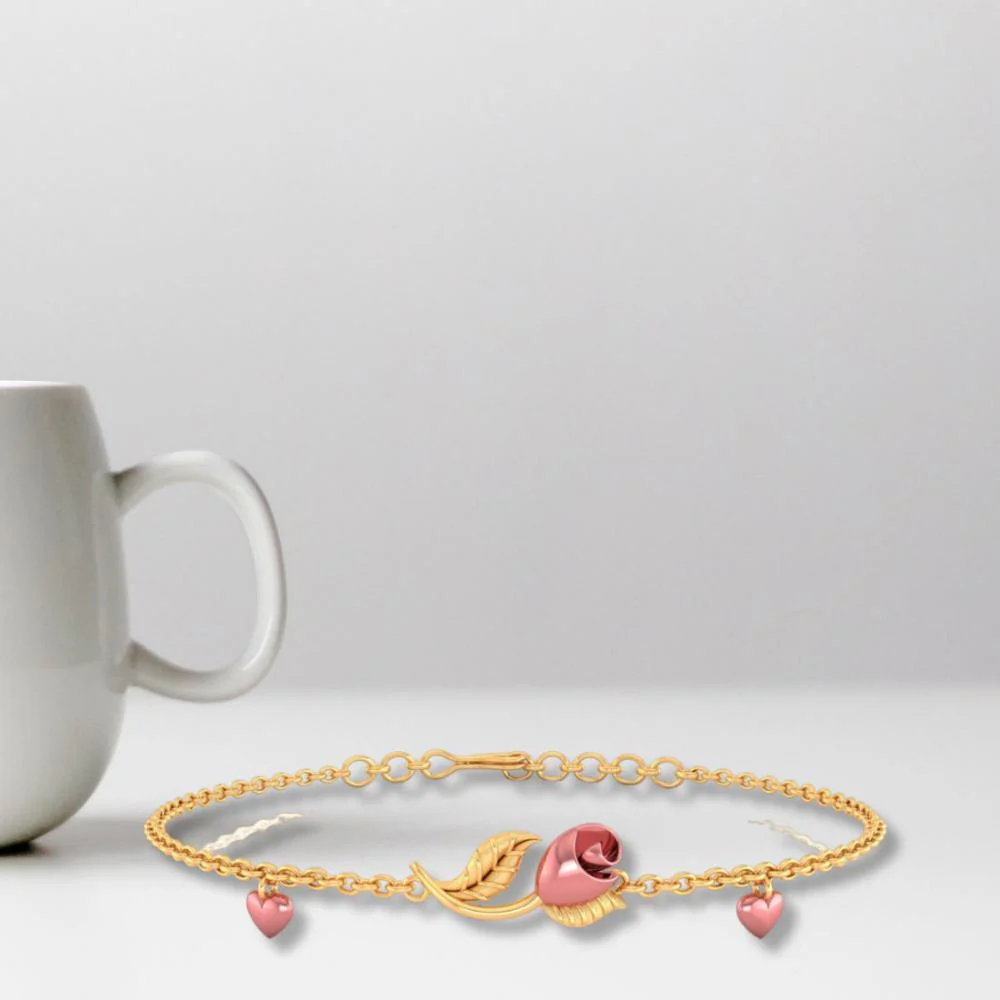 18k Pink Flower Gold Bracelet - Image 7