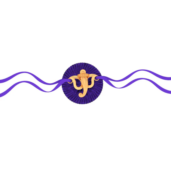 18k Precious Gold Rakhi In Ganesha Motif
