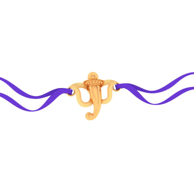 18k Precious Gold Rakhi In Ganesha Motif - Image 2