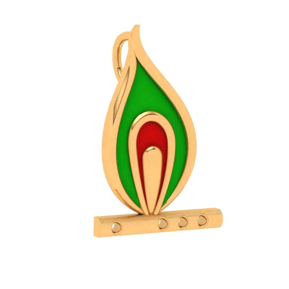 18k Predominant Peacock Feather Gold Pendant - Image 2