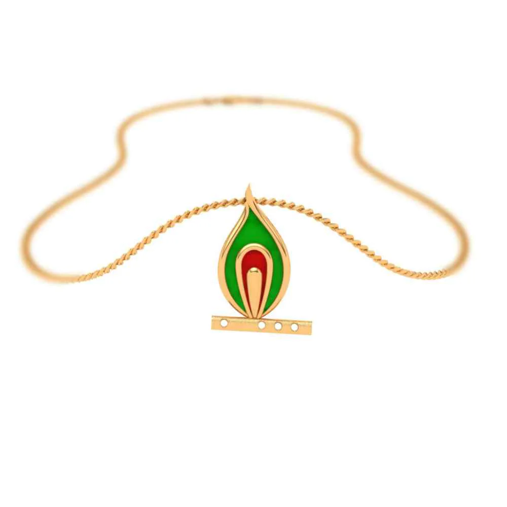 18k Predominant Peacock Feather Gold Pendant - Image 6