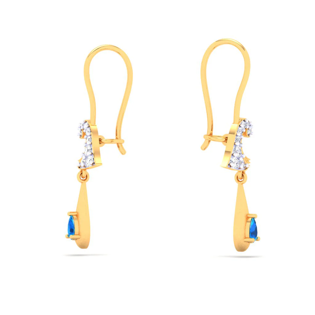 18k Rain Themed Exclusive Gold Diamond Earrings For Women - Image 5