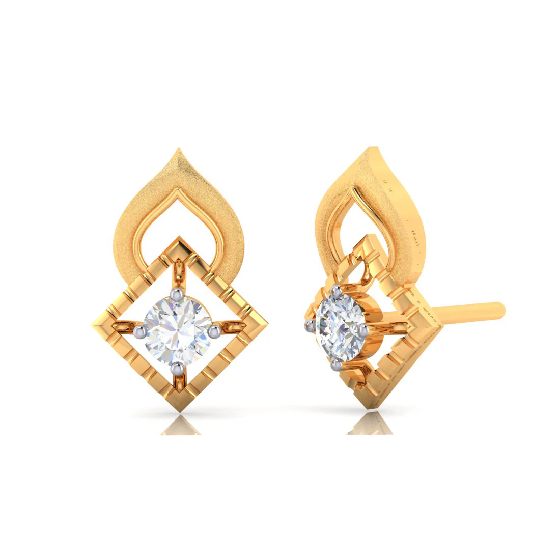18k Retro Look Gold And Diamond Earrings - Image 2