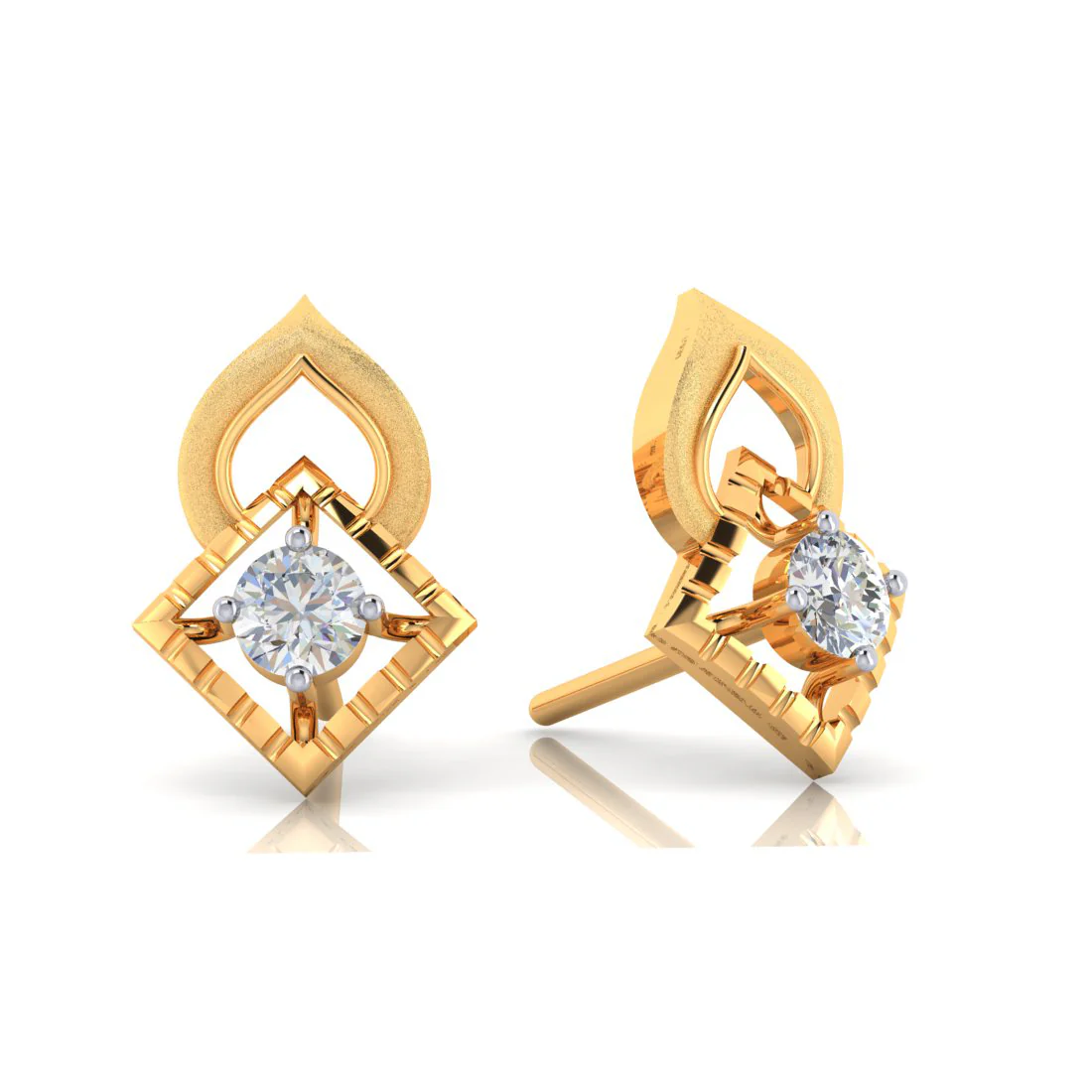 18k Retro Look Gold And Diamond Earrings - Image 3
