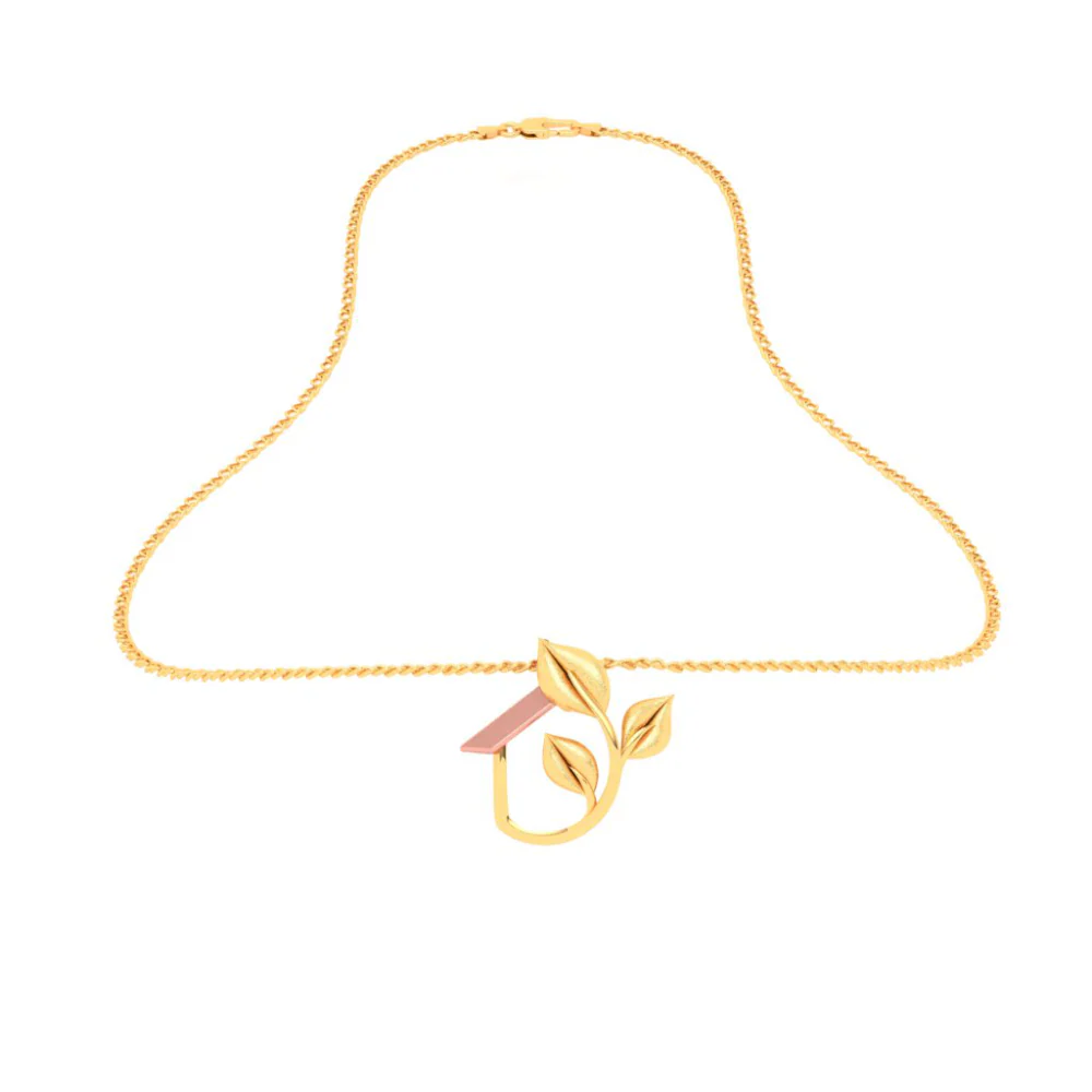 18k Sleek Leafy Pendant With A Yellow Gold Touch From Online Exclusive - Image 6