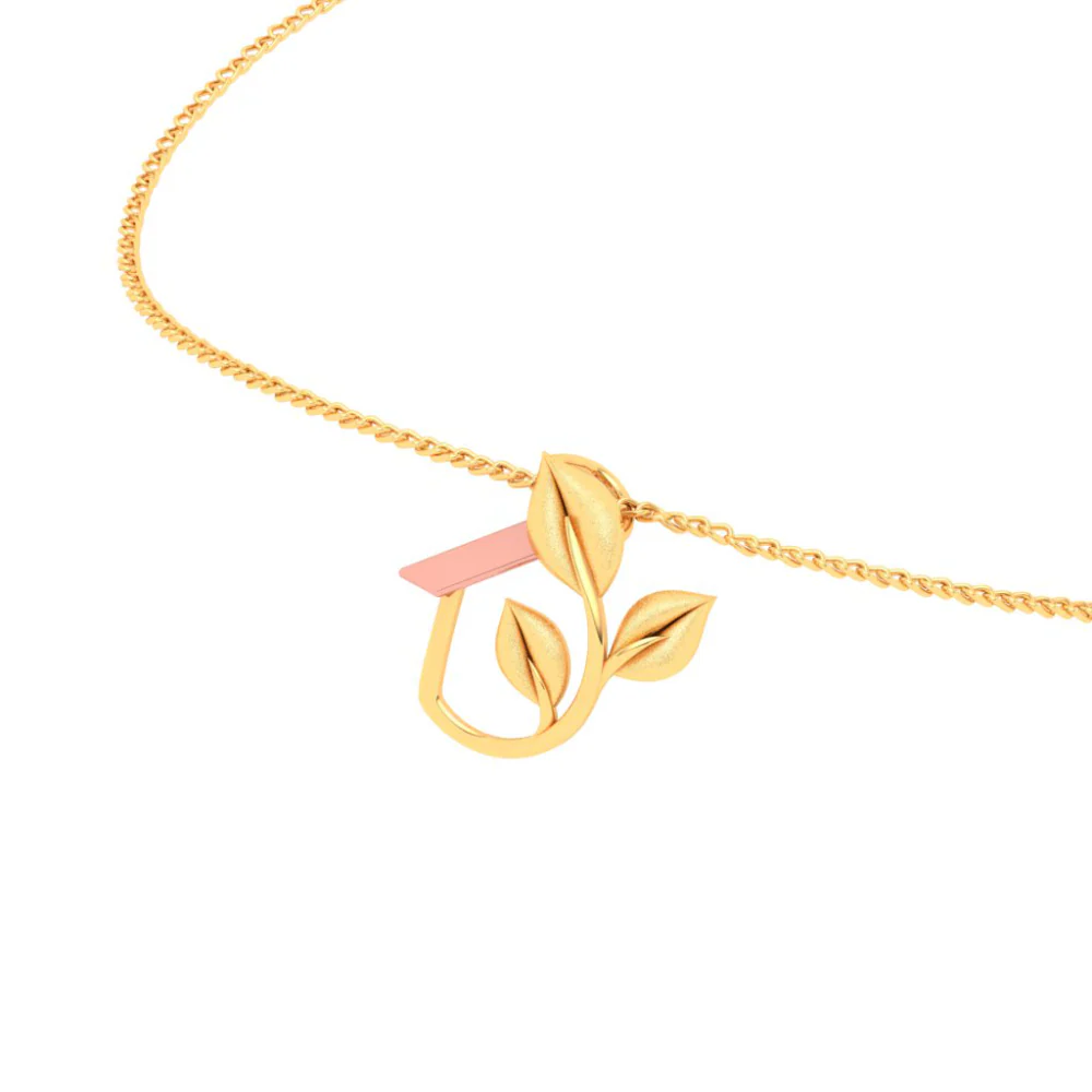 18k Sleek Leafy Pendant With A Yellow Gold Touch From Online Exclusive - Image 7