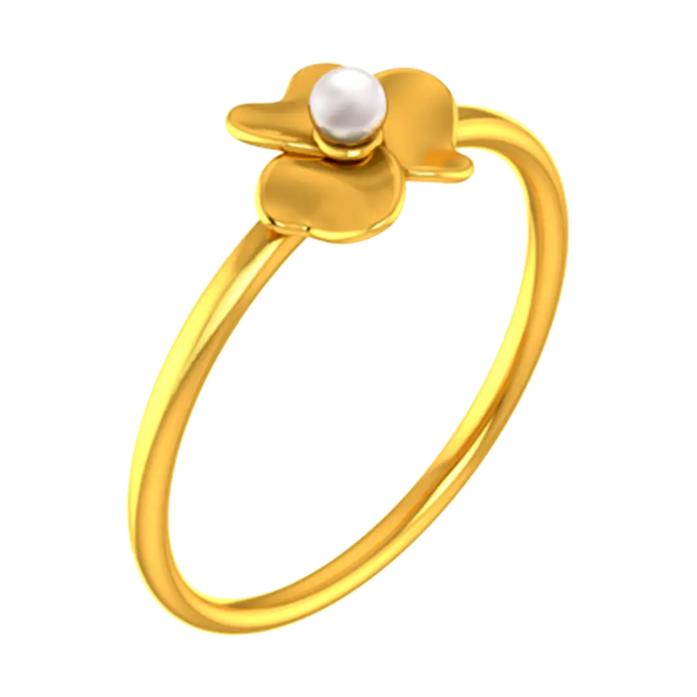 18k Solid Gold Ring With A Floral Design And Pearl Detailing - Image 3