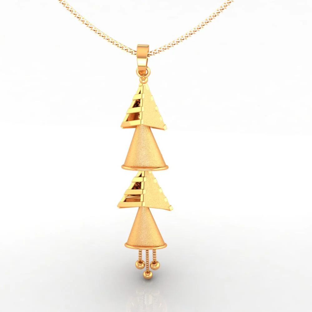 18k Special Pendant Made Of Gold With Four Dangling Cones