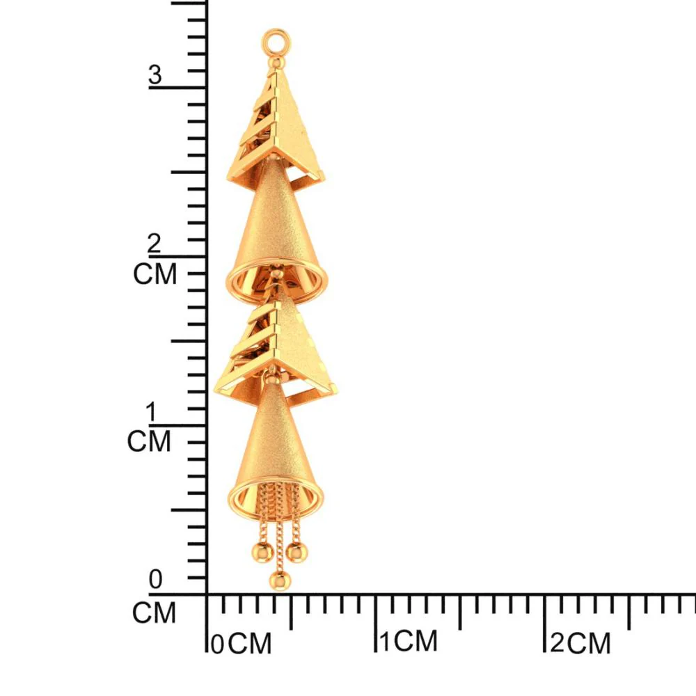 18k Special Pendant Made Of Gold With Four Dangling Cones - Image 4