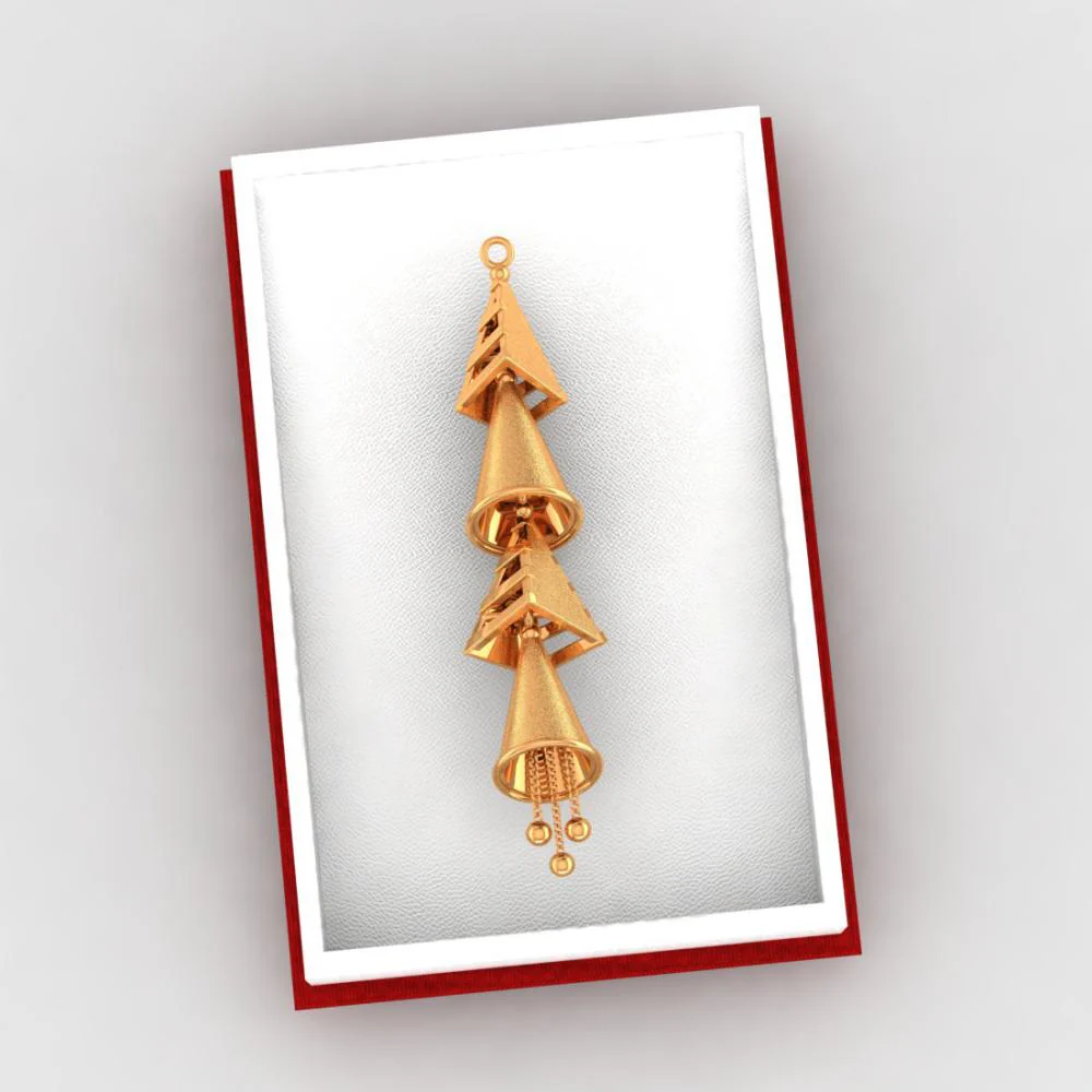 18k Special Pendant Made Of Gold With Four Dangling Cones - Image 6