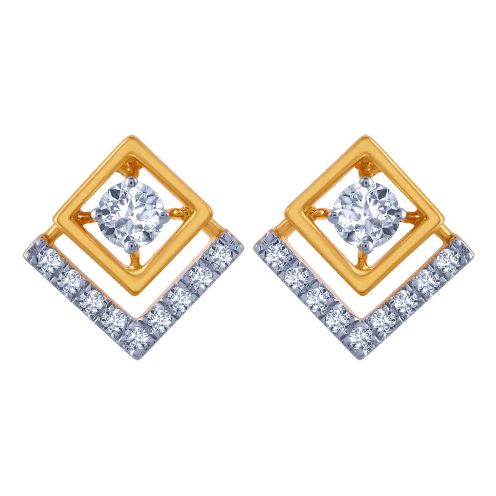 18k Square Shape Diamond Earring