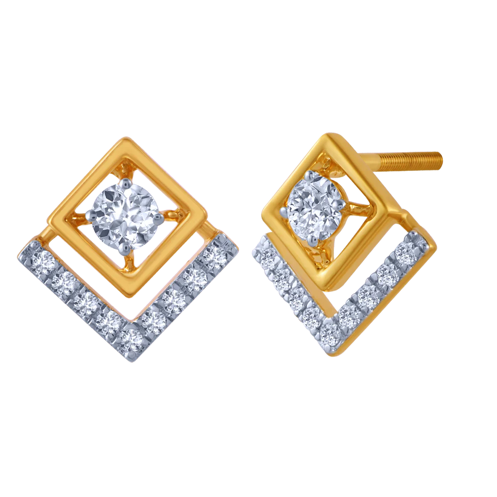 18k Square Shape Diamond Earring - Image 2