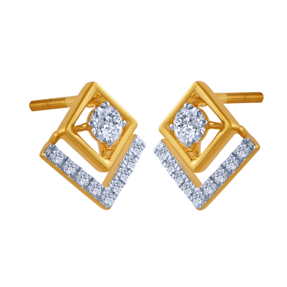18k Square Shape Diamond Earring - Image 3
