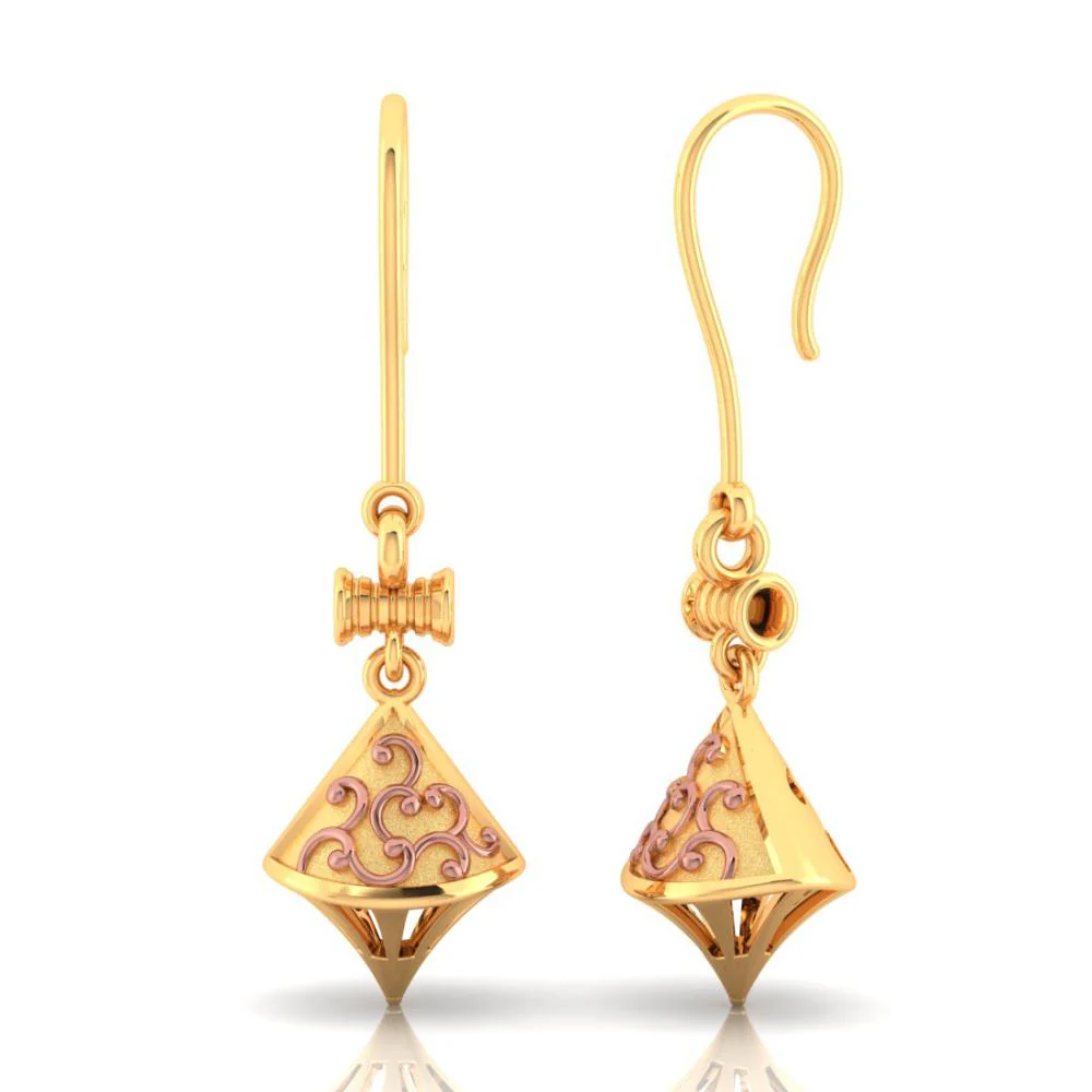 18k Stunning Gold Earrings With Elegant Yellow Gold Work - Image 2